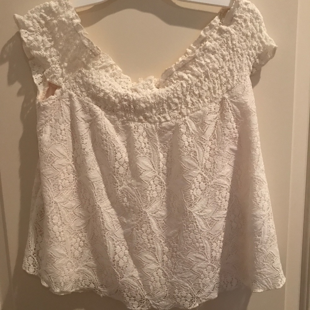 Cream Off the Shoulder Lace Top